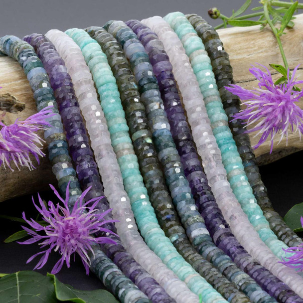 Cherry Tree Beads Natural Gemstone 2x6mm Faceted Heishi Beads - 8 inch strand 