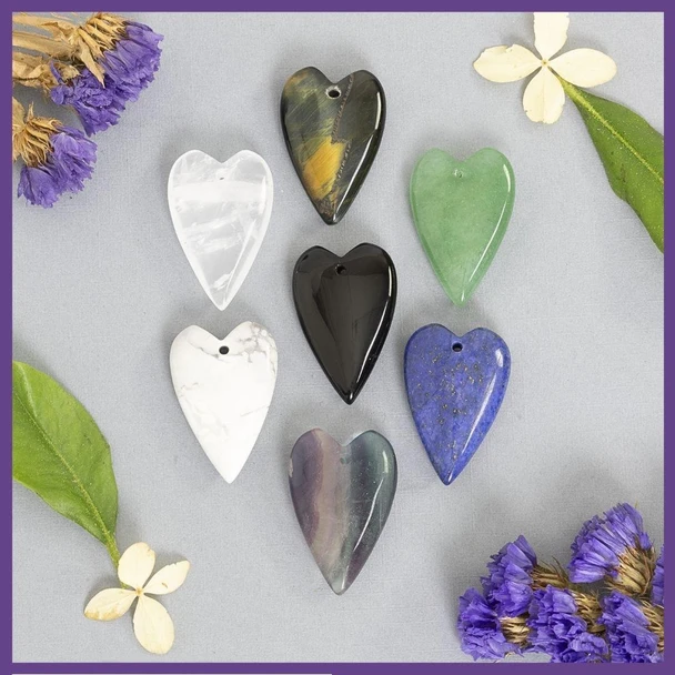 Cherry Tree Beads Gemstone 20x30mm Heart Pendant - 1 per bag 