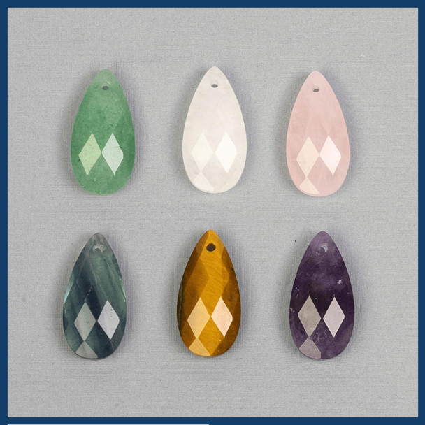 Cherry Tree Beads Gemstone 12x24mm Faceted Teardrop Pendant - 1 per bag 