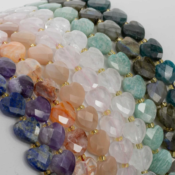 Cherry Tree Beads Gemstone 12mm Faceted Heart Beads - 8-inch strand 
