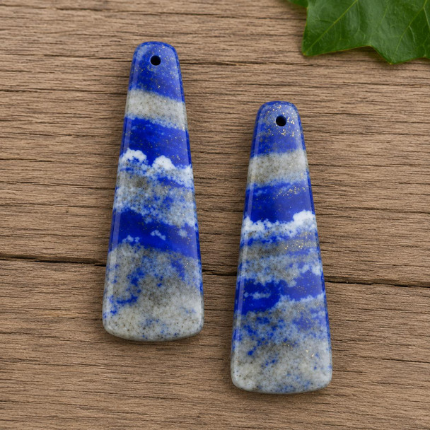 Cherry Tree Beads Lapis 13x40mm Irregular Triangle Front Drilled Pendant Pair - 2 per bag 