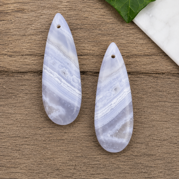 Blue lace Agate  Pendant Pair for DIY earrings.