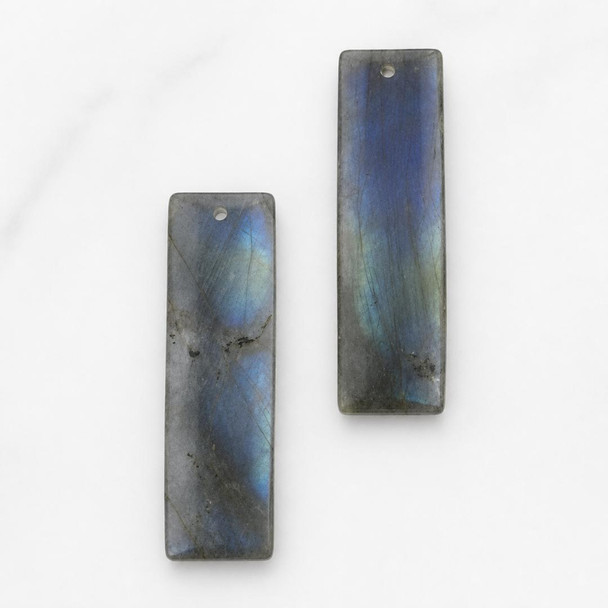 Cherry Tree Beads Blue Labradorite 12x39mm Rectangle Front Drilled Pendant Pair - 2 per bag 