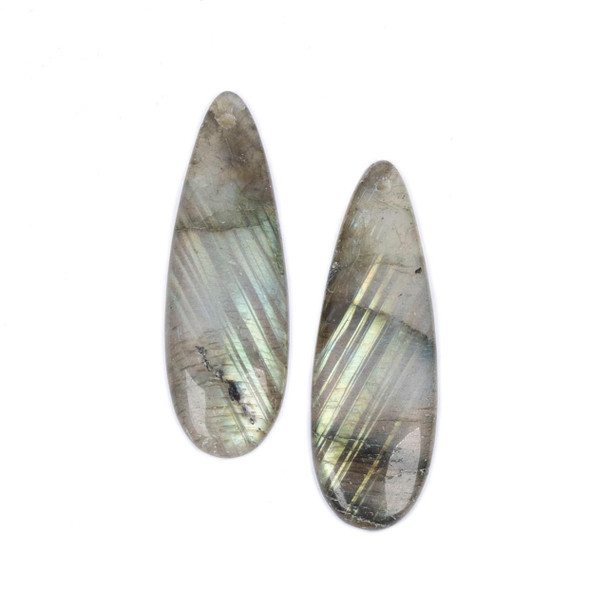 Cherry Tree Beads Blue Labradorite 13x40mm Teardrop Front Drilled Pendant Pair - 2 per bag 