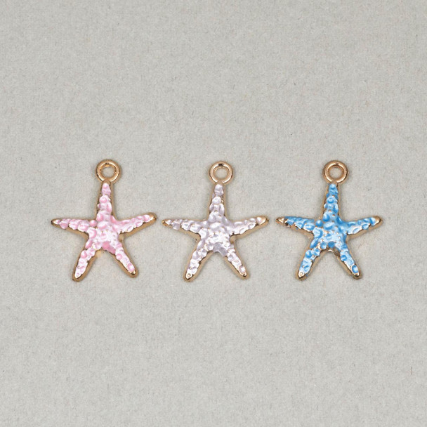 Cherry Tree Beads Enameled Gold Pewter 14x17mm Starfish Charm - 2 per bag 