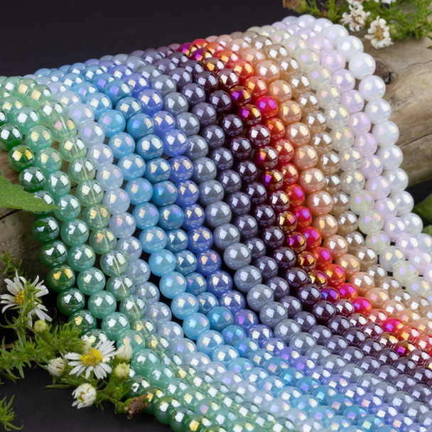 Cherry Tree Beads Mystic Glass 6mm Rounds Beads - 8 inch strand 
