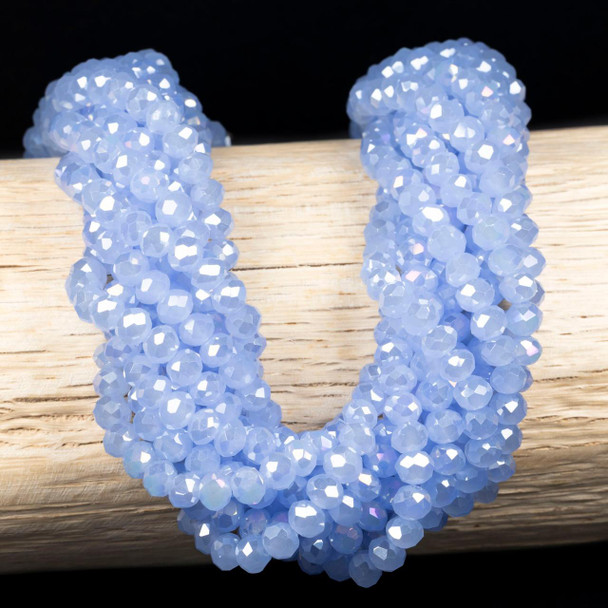 Cherry Tree Beads Crystal 5x6mm Faceted Rondelles, Opaque Milky Bluebell - 15 inch strand 