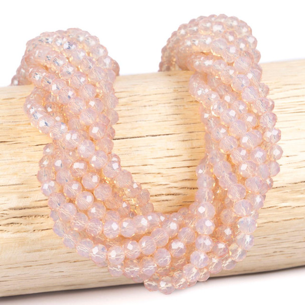 Cherry Tree Beads Crystal 4x6mm Cherry Blossom Pink Faceted Rondelle Beads - 15 inch strand 