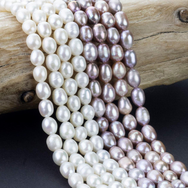 Cherry Tree Beads Freshwater Pearl 6-7mm Rice Beads - 14.5 inch strand 