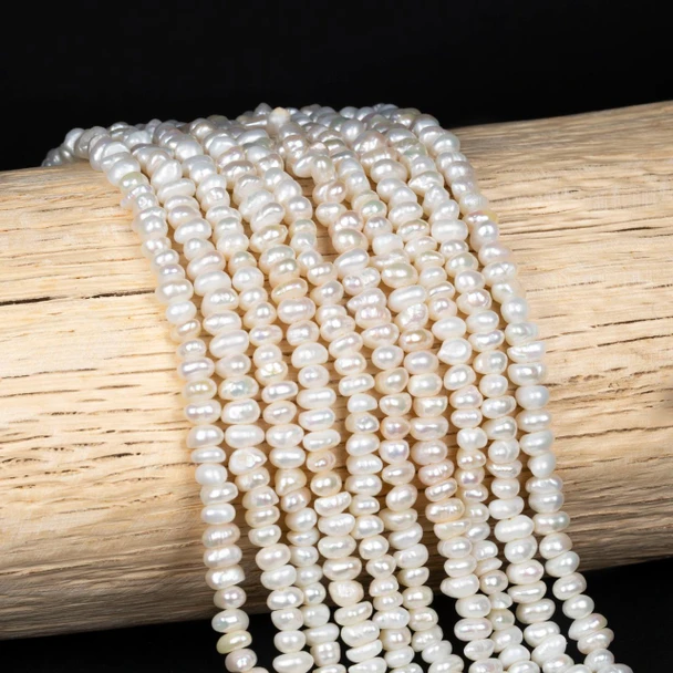 Cherry Tree Beads White Freshwater Pearl 3x4mm Irregular Rondelle Beads - 13.5 inch strand 