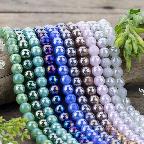Cherry Tree Beads Mystic Glass 8mm Rounds Beads - 8 inch strand 