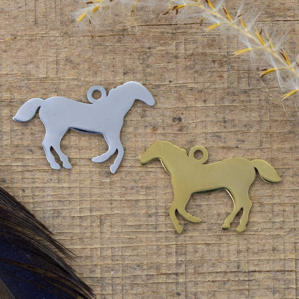 shiny metal charms for horse lovers and DIY jewelry in silver and gold