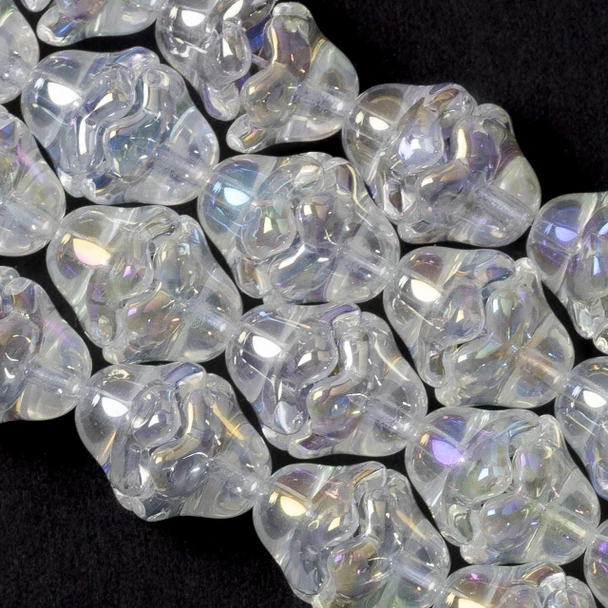 Cherry Tree Beads Glass 8x12mm Bead Caps Clear with AB finish - 8 inch strand 