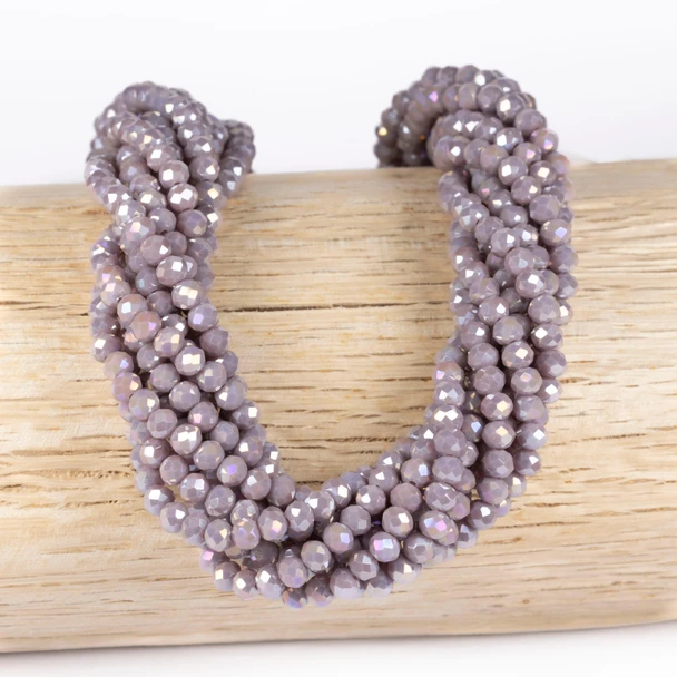 Cherry Tree Beads Crystal 3x4mm Opaque Lavender Faceted Rondelle Beads with AB finish - 15 inch strand 