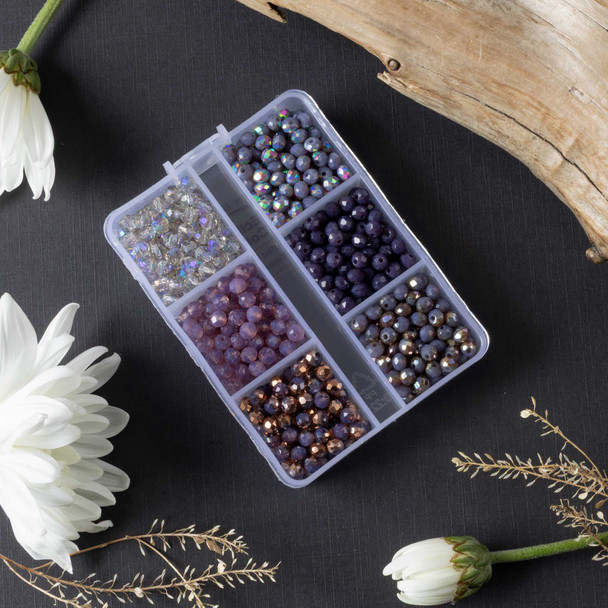 Cherry Tree Beads Lavender Eclipse Crystal 3x4mm Faceted Rondelle Mini Designer Collection Box 