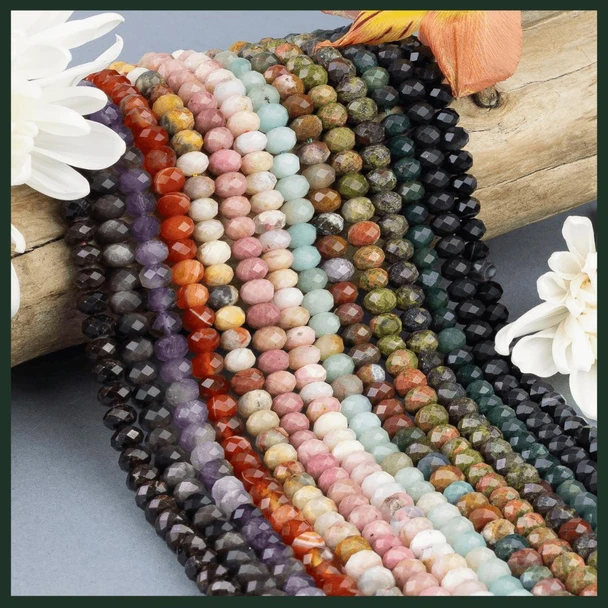 Gemstone faceted rondelle bracelet beads.