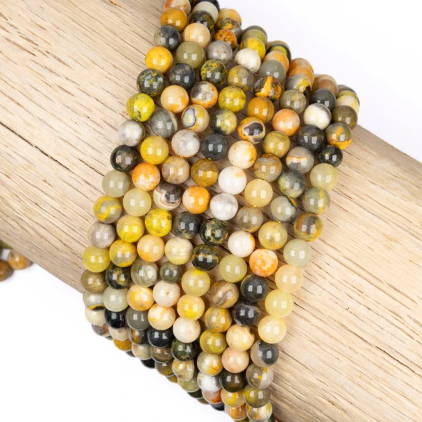 Cherry Tree Beads Bumble Bee Jasper 6mm Round Beads - 15 inch strand 