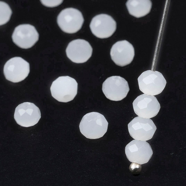 Cherry Tree Beads Crystal 3x4mm Opaque Milky White Faceted Rondelle Beads - 15 inch strand 