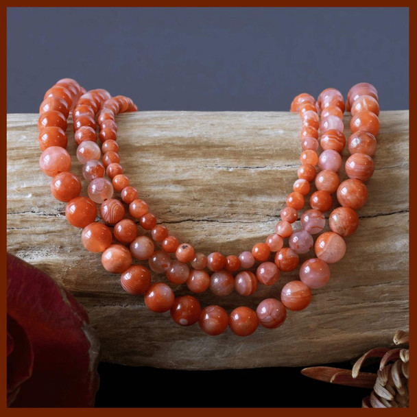 Cherry Tree Beads Natural Carnelian Round Beads - 15 inch strand 