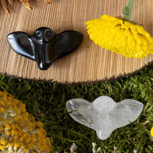 Gemstone carved owl focal.