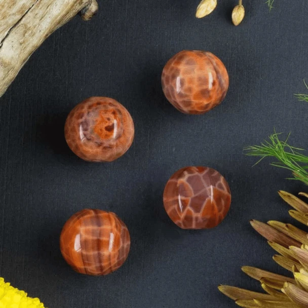 Fire agate 13mm beads for statement jewelry.