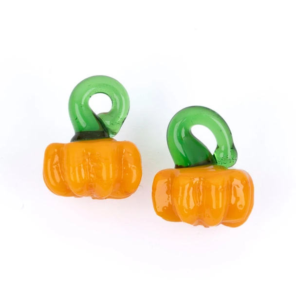 Cherry Tree Beads Handmade Lampwork Glass Focal - 11x14mm Pumpkins - 2 per bag 