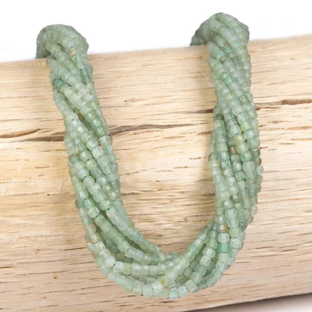 Cherry Tree Beads BOGO Green Aventurine Faceted 2mm Cube Beads - Receive 2 Identical 15 Inch Strands 