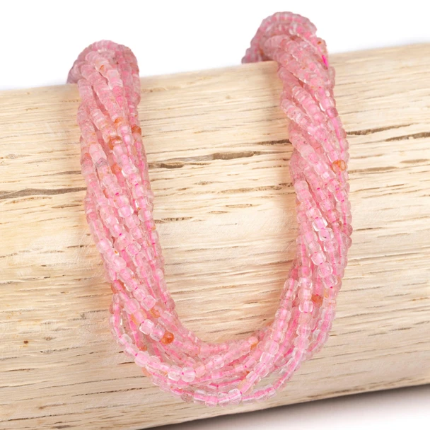 Cherry Tree Beads BOGO Strawberry Quartz 2mm Faceted Cube Beads - Receive 2 Identical 15 Inch Strands 
