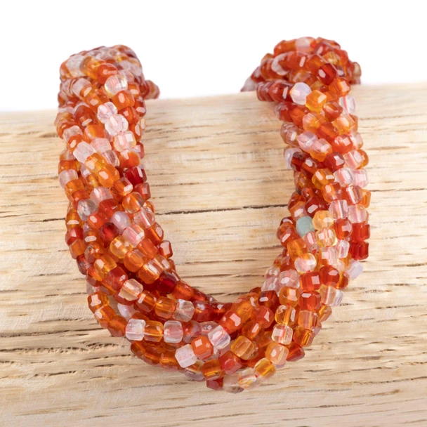 Cherry Tree Beads Special Gemstones - Carnelian 3mm Faceted Cube Beads - 15 inch strands 