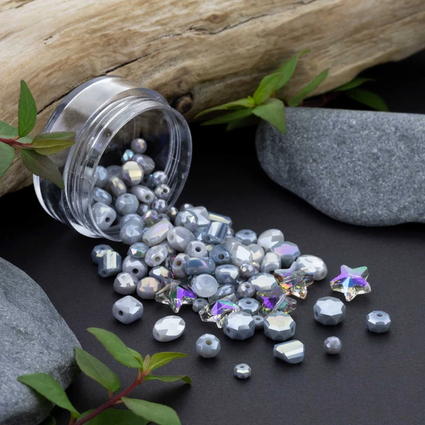 Cherry Tree Beads Stardust Slate Crystal Bead Designer Collection - 40mm Jar 