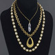 Brass and Crystal Multistrand Necklace