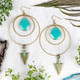 Brass Hoops and Aqua Chalcedony Statement Earrings