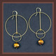 Gemstone Coin & Brass Hoop Earrings