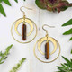 Tigereye & Brass Hoop Earrings