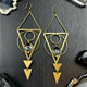 Quartz & Brass Geometric Triangle Earrings