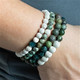 Aromatherapy Green and White Stacking Bracelets