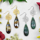 Gemstone Teardrop & Snail Shell Earrings