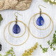 Lapis Teardrop and Brass Earrings