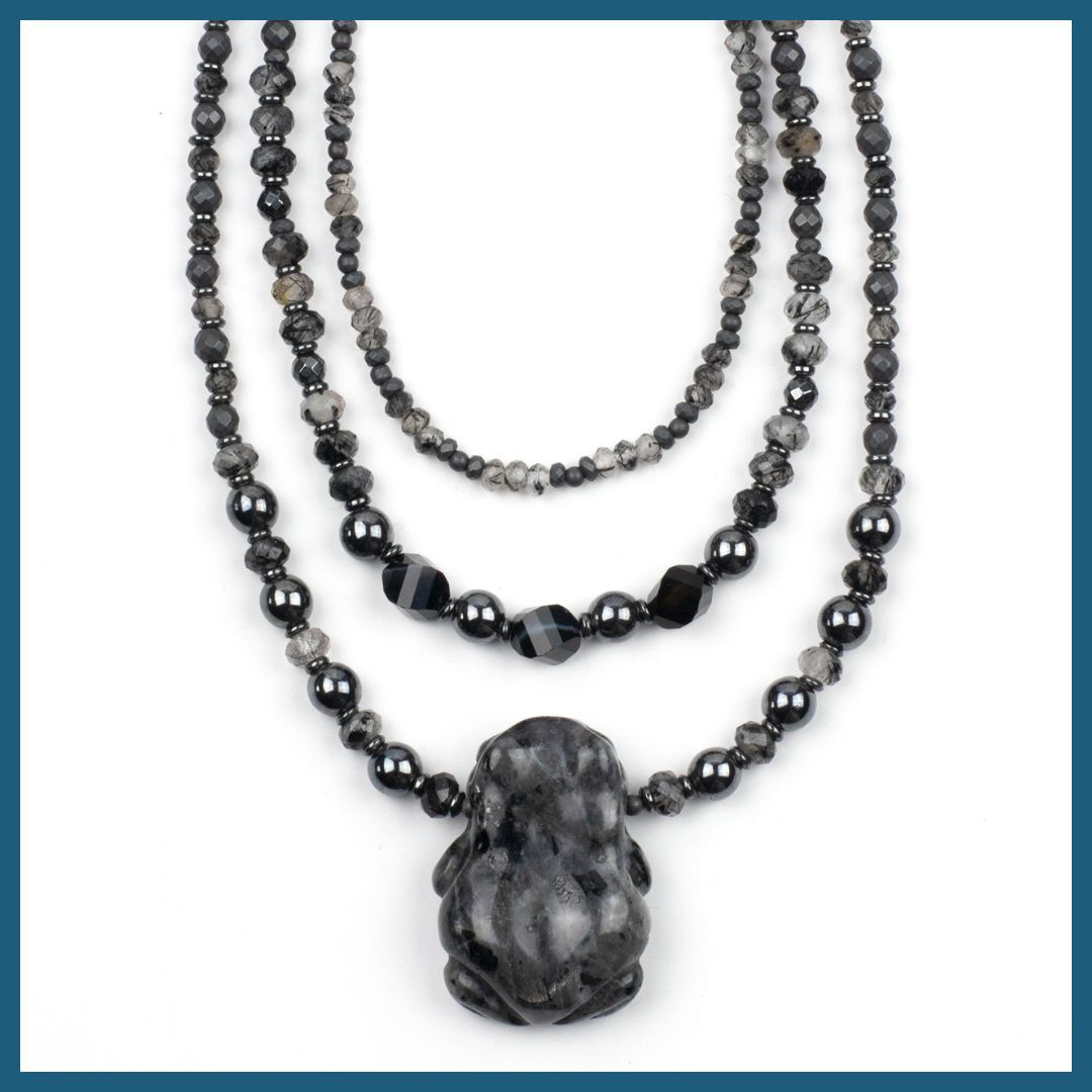 Black Labradorite Frog Necklace Black Labradorite Frog Necklace