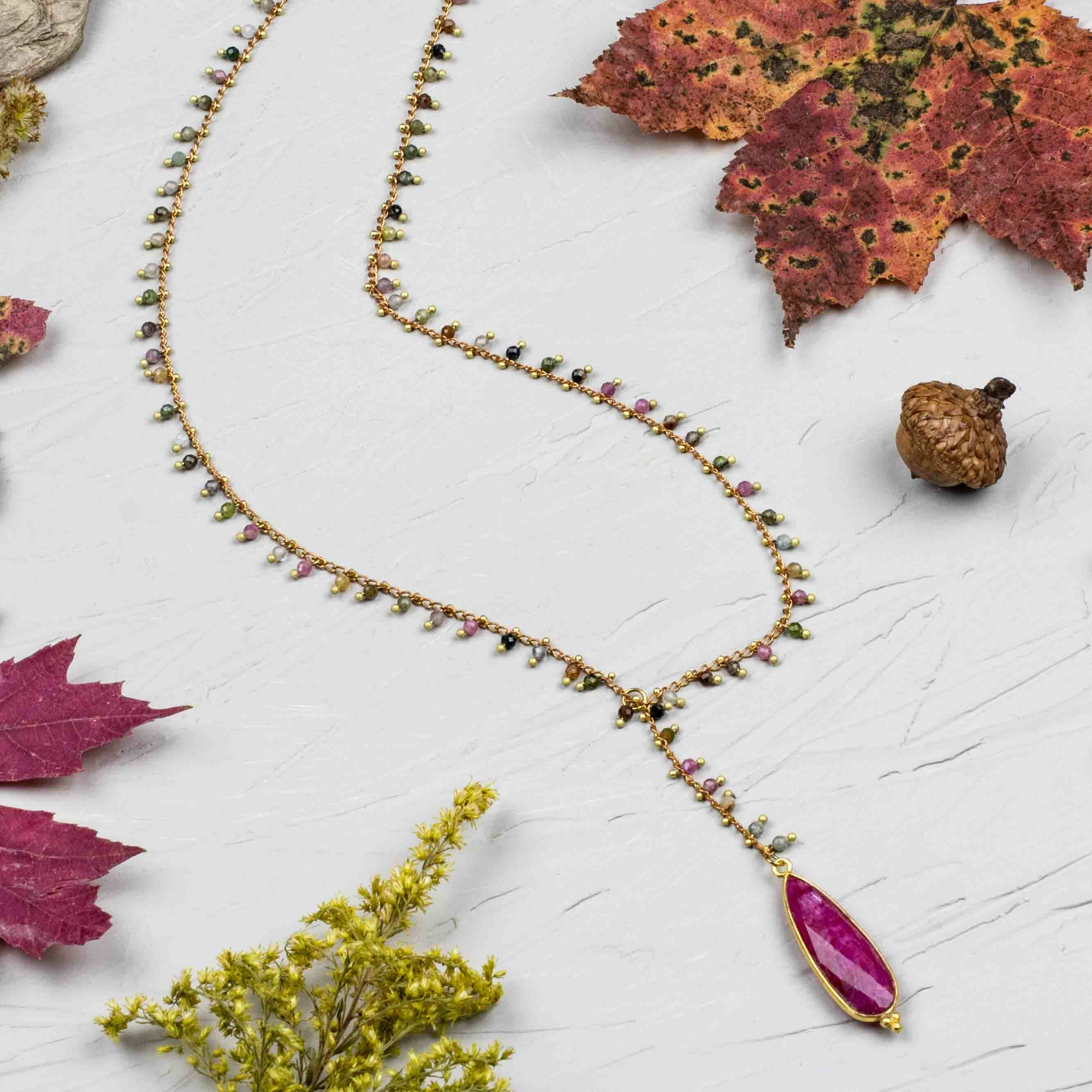 Gemstone Dangle Chain Necklaces Gemstone Dangle Chain Necklaces