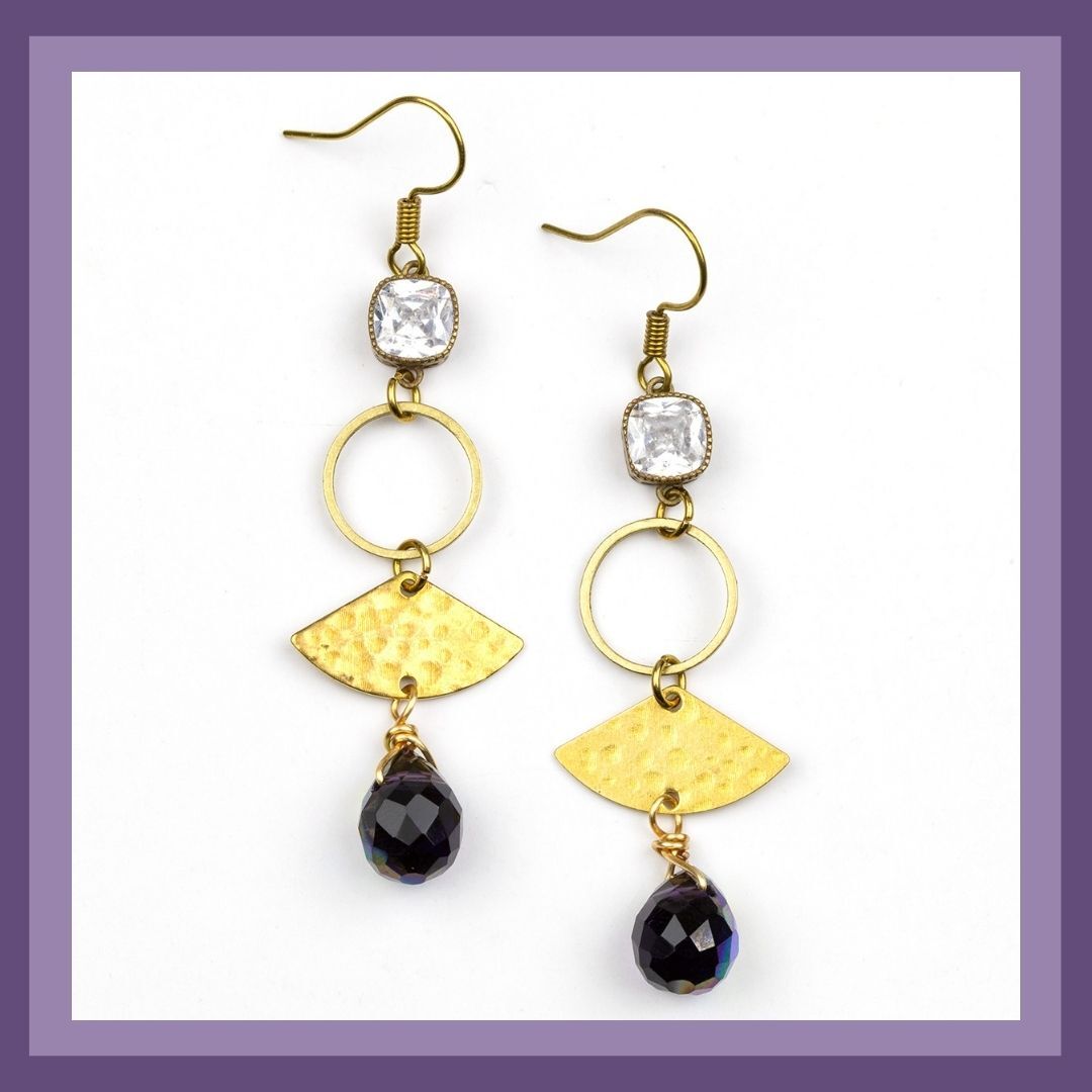 Crystal Drop and Brass Earrings Crystal Drop and Brass Earrings