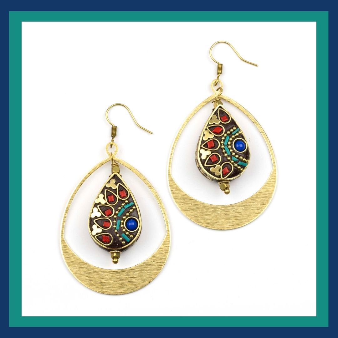 Tibetan Teardrop Earrings Tibetan Teardrop Earrings