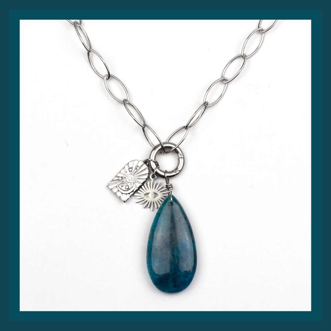 Handmade Apatite Charm Necklace – DIY Jewelry Design Idea with Natural Gemstone Beads