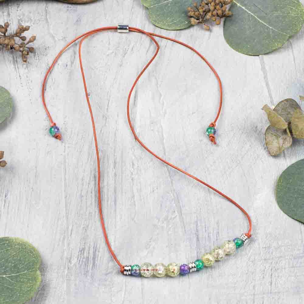 Crackled Glass Adjustable Necklace