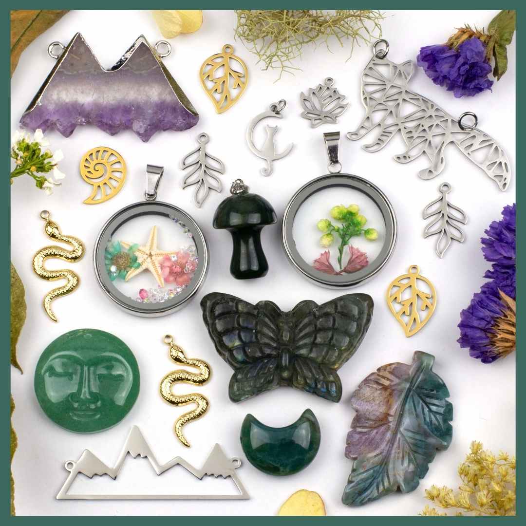 Discover nature-inspired beads, charms, and pendants from Cherry Tree Beads' Nature Collection for creating unique, nature-themed jewelry.