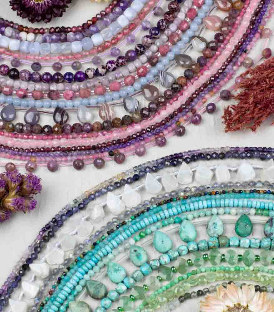 Elastic Bracelet of Tiny Faceted Gemstone Beads -  UK