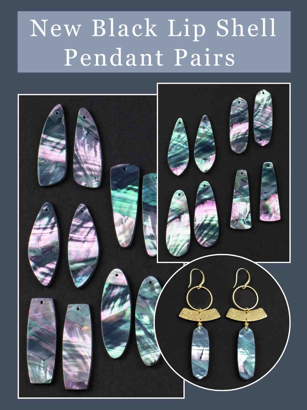 Black Lip Shell Pendant Pairs - perfect for earrings!