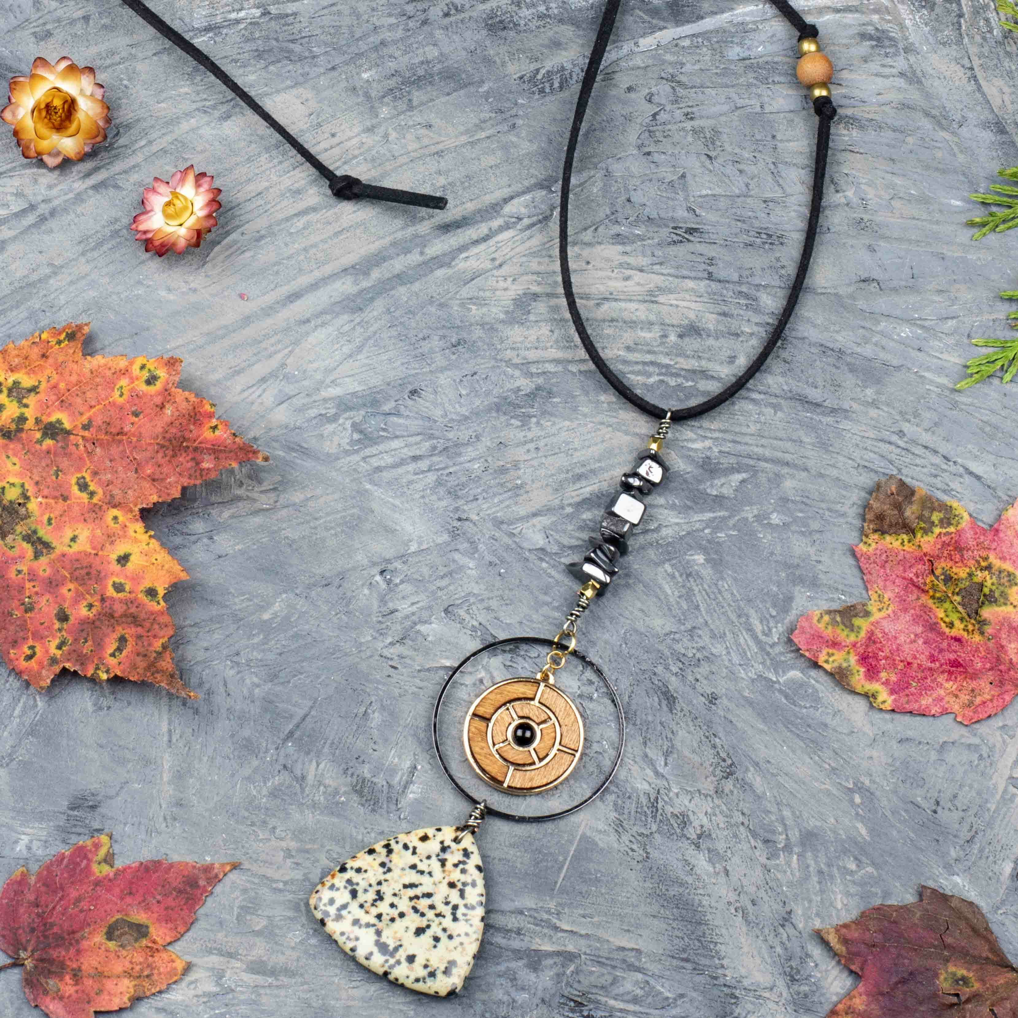 Dalmatian Jasper Triangle Pendant Necklace Dalmatian Jasper Triangle Pendant Necklace