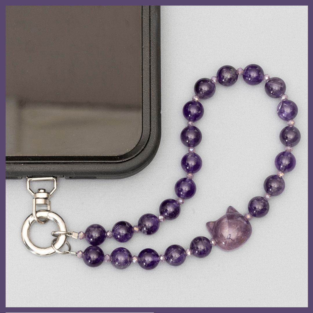 Beaded Cat Phone Wrist Strap