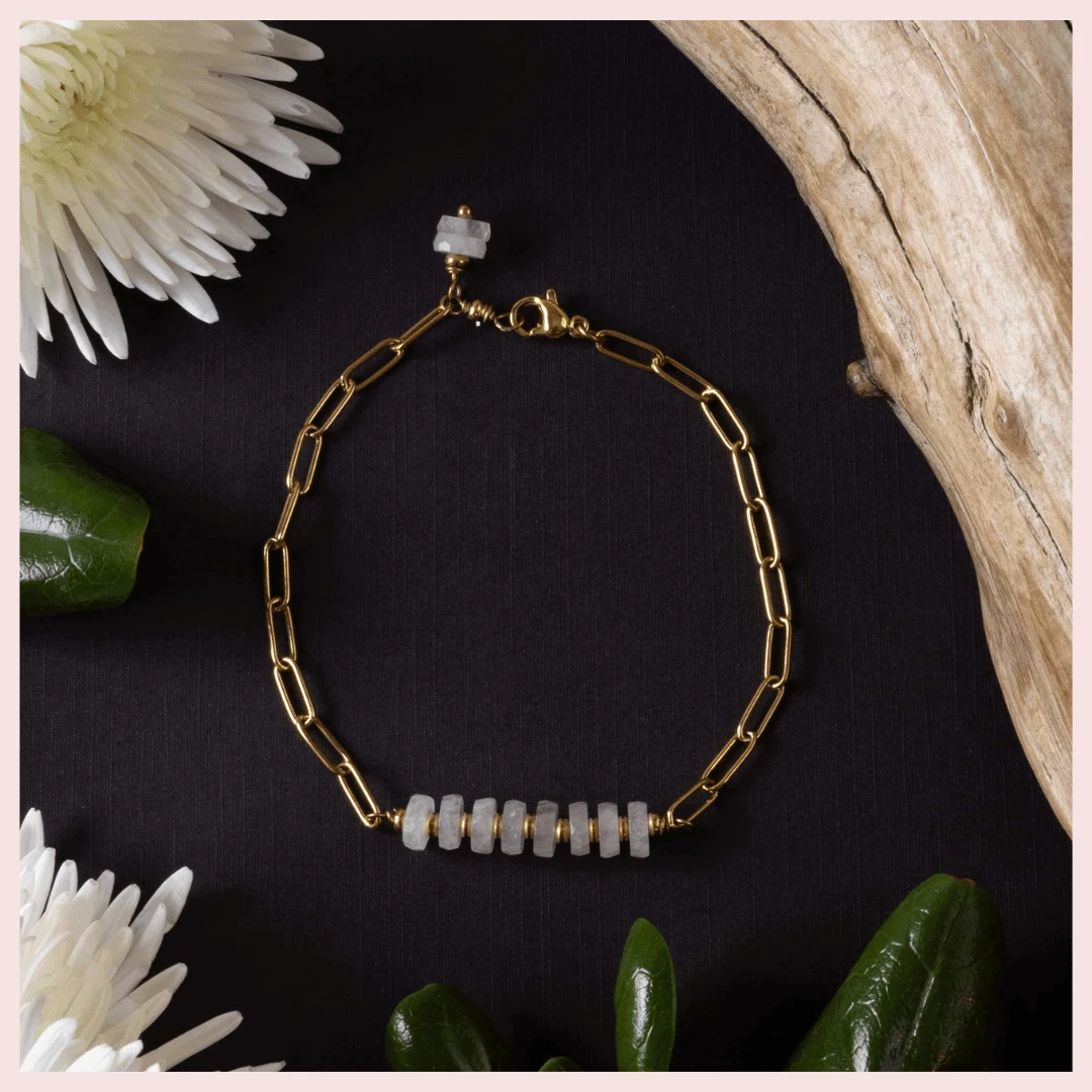 Rose Quartz & Paperclip Chain Bracelet